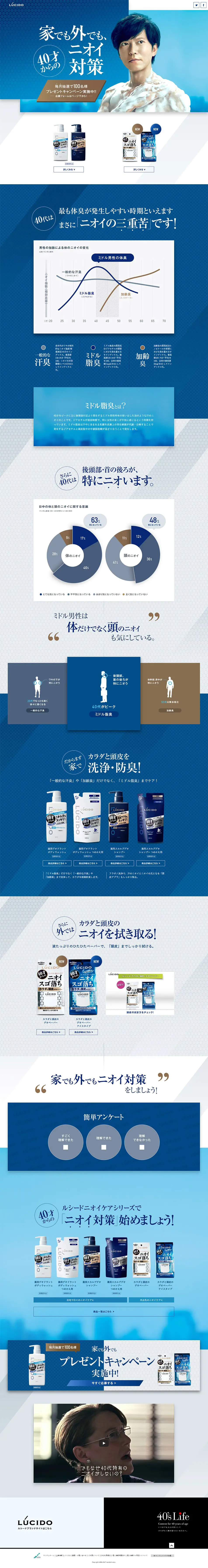 Odor control for ages 40 and up, indoors and outdoors. LP design (Beauty, Skincare, Fragrance / Shades of blue / Cool style) PC version