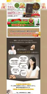 モグワンのLPデザイン（ペット・花・DIY工具／ブラウン系／にぎやか系）PC版