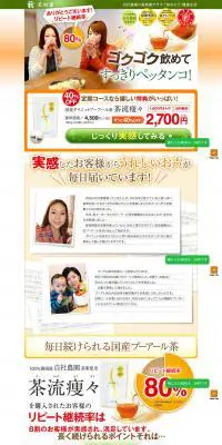 茶流痩々のLPデザイン（飲料・お酒／オレンジ系／信頼・安心系）PC版