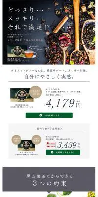 黒五葉茶 ゴールドのLPデザイン（飲料・お酒／ホワイト系／キレイ系）PC版
