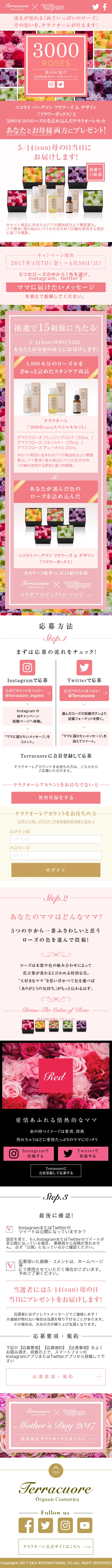 Terracuore 3000 Roses: Get It for Mother's Day! The 3000-Rose Campaign. LP design (Internet service / Pink shades / Cute style) Mobile version