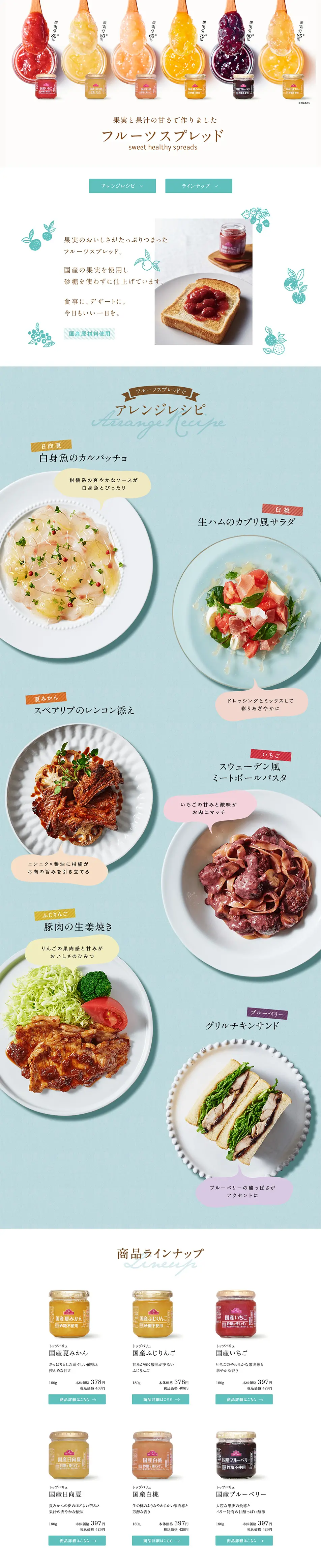 トップバリュ フルーツスプレッドのLPデザイン（食品／ブルー系／シンプル系）PC版