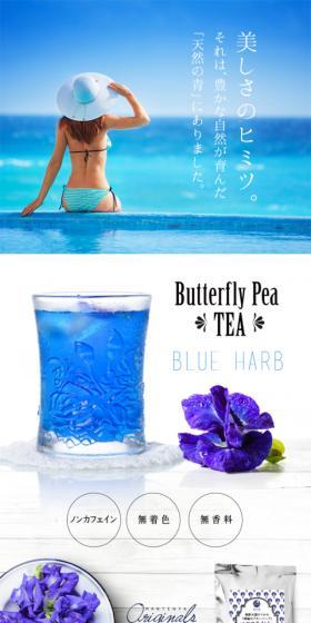 Butterfly PeaのLPデザイン（飲料・お酒／ブルー系／清潔系）スマホ版
