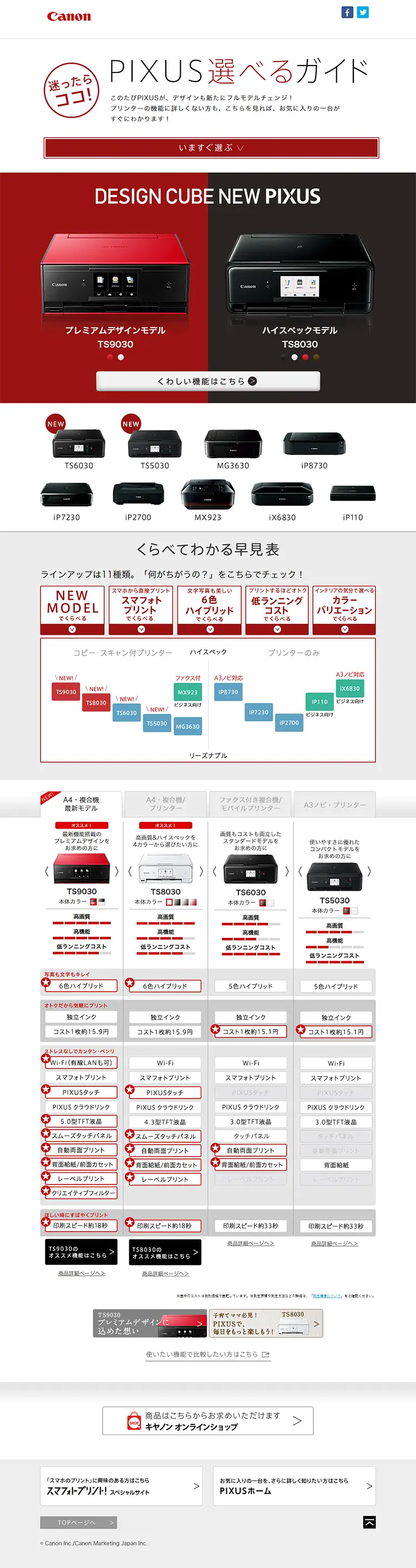 PIXUS Selection Guide LP design (pc / Black-colored / Simple) PC version