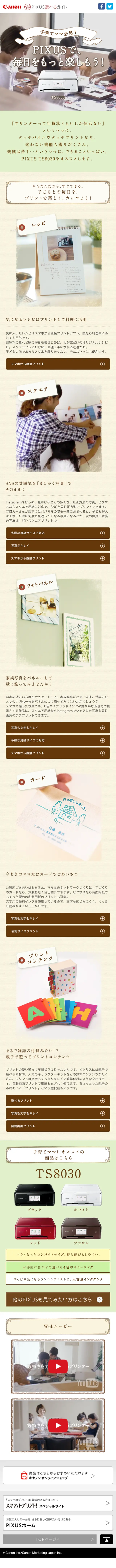 PIXUS Selection Guide LP design (pc / Beige tones / Cute style) Mobile version