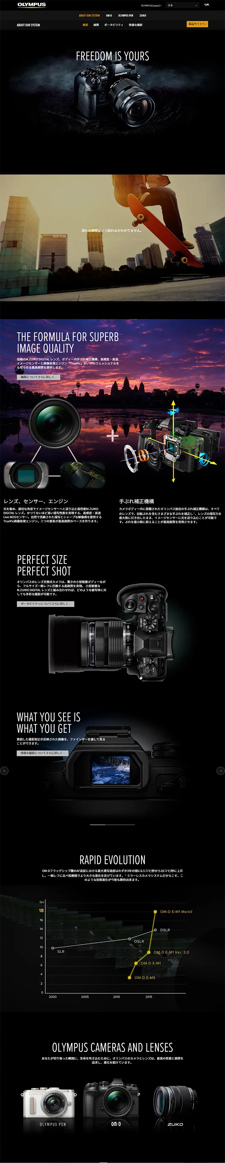 ABOUT OUR SYSTEMのLPデザイン（家電・パソコン・通信機器／ブラック系／かっこいい系）PC版