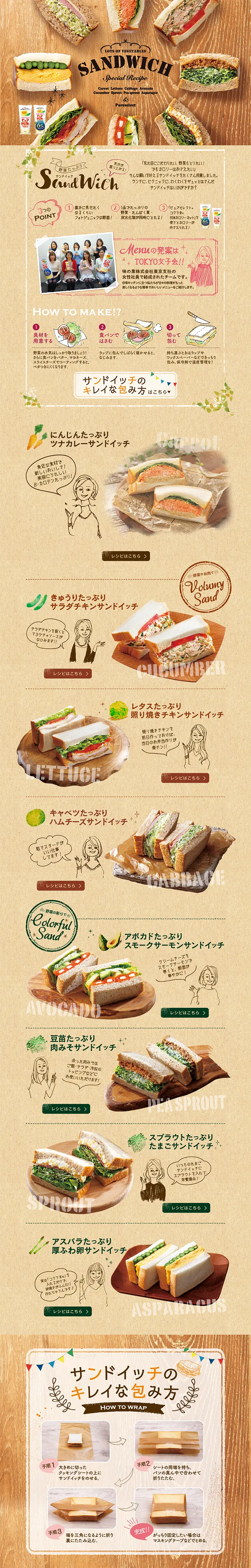 Vegetable-Rich Sandwich Special Recipe LP design (Internet service / Beige tones / Cute style) PC version
