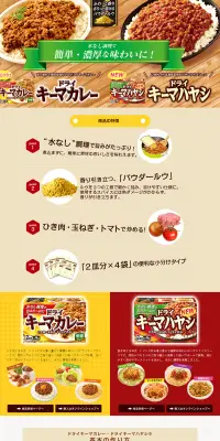 ドライキーマカレー・ドライキーマハヤシのLPデザイン（レトルト・インスタント／イエロー系／にぎやか系）PC版
