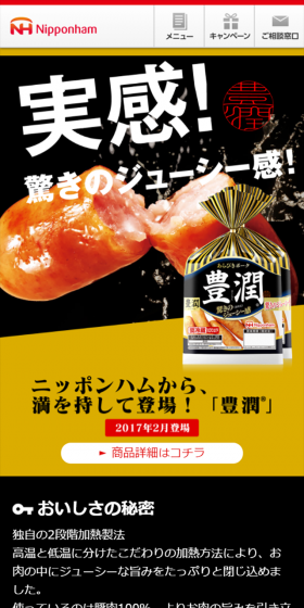 豊潤のLPデザイン(食品/ゴールド系/にぎやか系)スマホ版