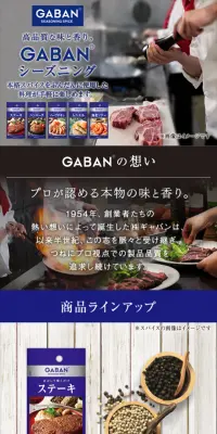 GABAN　シーズニングのLPデザイン（食品／ブルー系／アート・芸術系）スマホ版