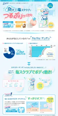 塩立つ塩スクラブのLPデザイン（美容・スキンケア・香水／ブルー系／信頼・安心系）PC版