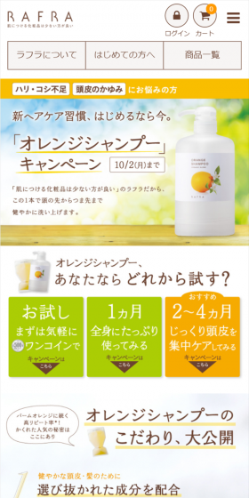 Orange Shampoo Campaign LP design (Internet service / Orange tones / Trust and Safety) Mobile version
