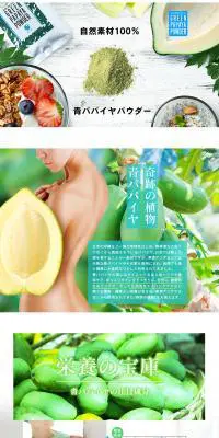 グリーン パパイヤ パウダーのLPデザイン（美容食品・美容ドリンク・サプリメント／グリーン系／キレイ系）PC版