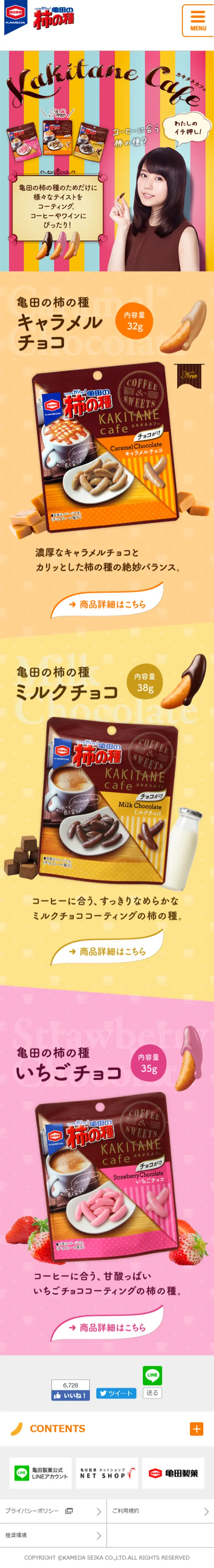 カキタネカフェのLPデザイン（スイーツ・スナック菓子／カラフル系／にぎやか系）スマホ版