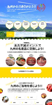 がんばろう！九州のLPデザイン（サービス・保険・金融／イエロー系／信頼・安心系）PC版
