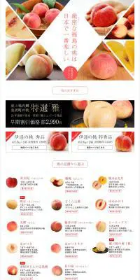 緻密な福島の桃は日本で一番楽しいのLPデザイン（フルーツ・果物・野菜／ピンク系／シンプル系）PC版