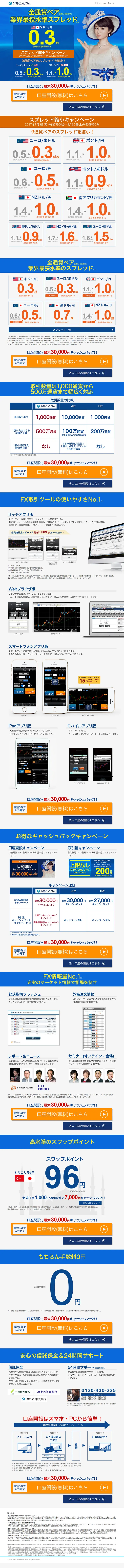外為どっとコムのLPデザイン（サービス・保険・金融／ブルー系／にぎやか系）PC版