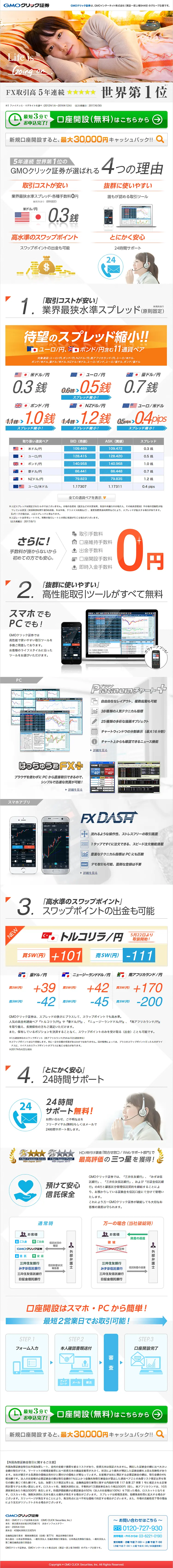 GMOクリック証券のLPデザイン（サービス・保険・金融／グリーン系／信頼・安心系）PC版