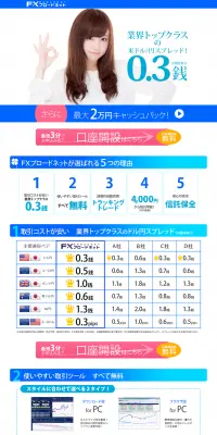 FXブロードネットのLPデザイン（サービス・保険・金融／ブルー系／信頼・安心系）PC版