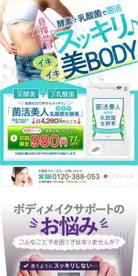 菌活美人ステラ　乳酸菌生酵素のLPデザイン（健康・美容食品・サプリ／ブルー系／キレイ系）PC版
