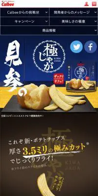 極じゃがのLPデザイン（スイーツ・スナック菓子／イエロー系／和風系）スマホ版
