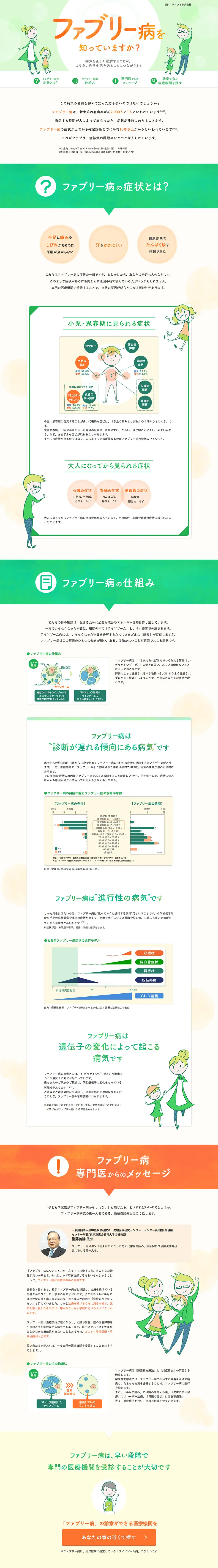 ファブリー病を知っていますか？のLPデザイン（サービス・保険・金融／グリーン系／かわいい系）PC版
