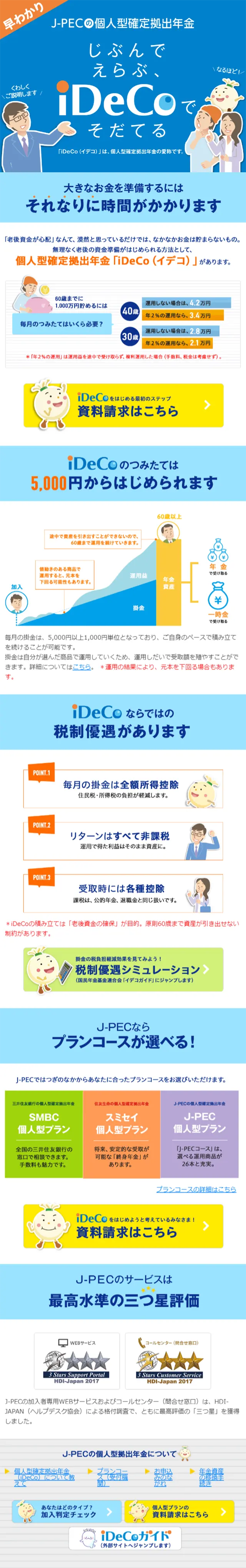 iDeCoのLPデザイン（サービス・保険・金融／ブルー系／かわいい系）スマホ版