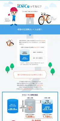 iDeCoのLPデザイン（サービス・保険・金融／ブルー系／かわいい系）PC版