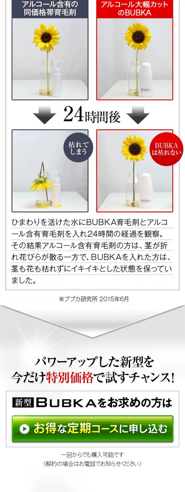 濃密育毛剤　BUBKAのLPデザイン（美容・スキンケア・香水／ブラック系／にぎやか系）スマホ版