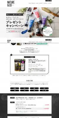 ネイチャーアンドコー　プレゼントキャンペーンのLPデザイン（美容・スキンケア・香水／グレー系／キレイ系）PC版