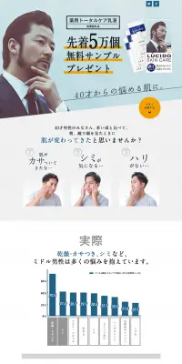 薬用トータルケア乳液のLPデザイン（美容・スキンケア・香水／ブルー系／キレイ系）PC版