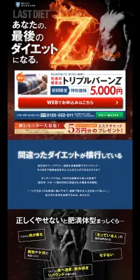 トリプルバーンZのLPデザイン（サービス・保険・金融／ブラック系／信頼・安心系）PC版