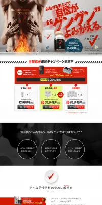 バイタルアンサーのLPデザイン（健康・美容食品・サプリ／ブラック系／かっこいい系）PC版