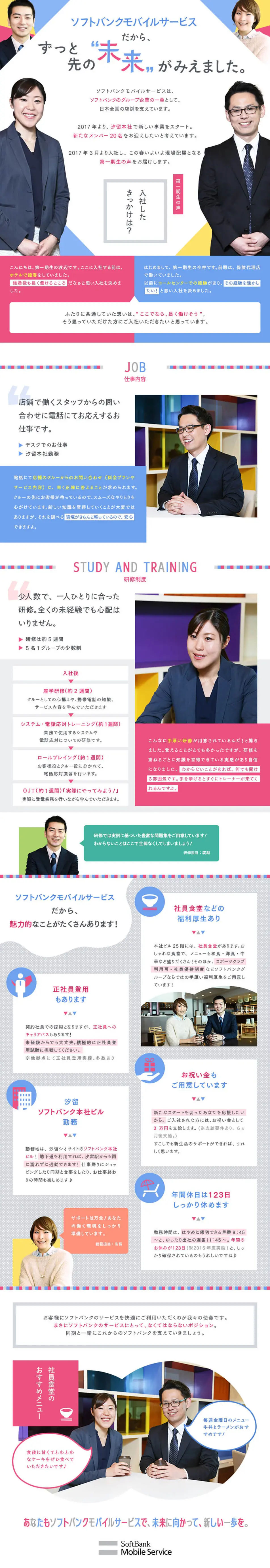 SoftBank Mobile Service Kabushiki Kaisha Job Opening LP design (Recruitment and Hiring / Pink shades / Simple) PC version