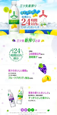 三ツ矢　新絞りのLPデザイン（飲料・お酒／イエロー系／清潔系）PC版