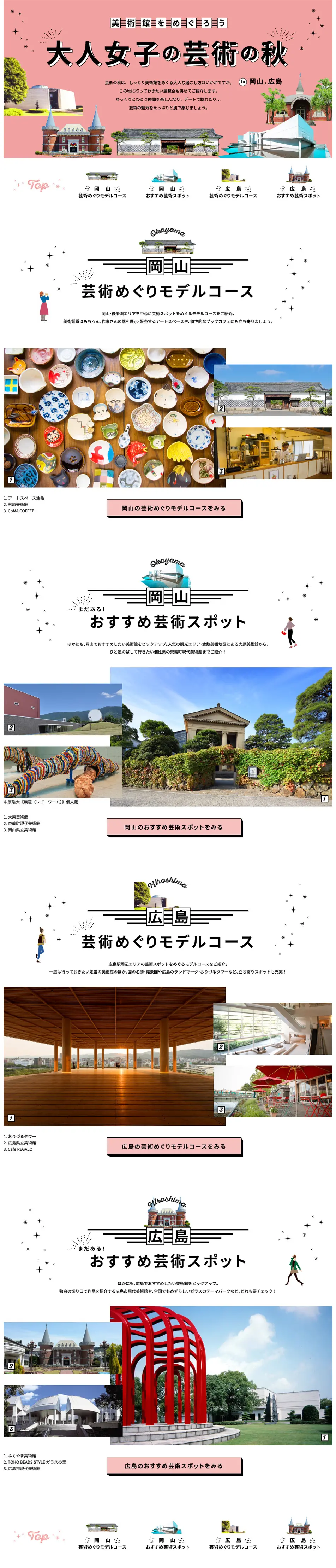 Let's Explore Museums: Autumn of Art for Sophisticated Women in Okayama and Hiroshima LP design (Travel & Outdoor / Pink shades / Cute style) PC version