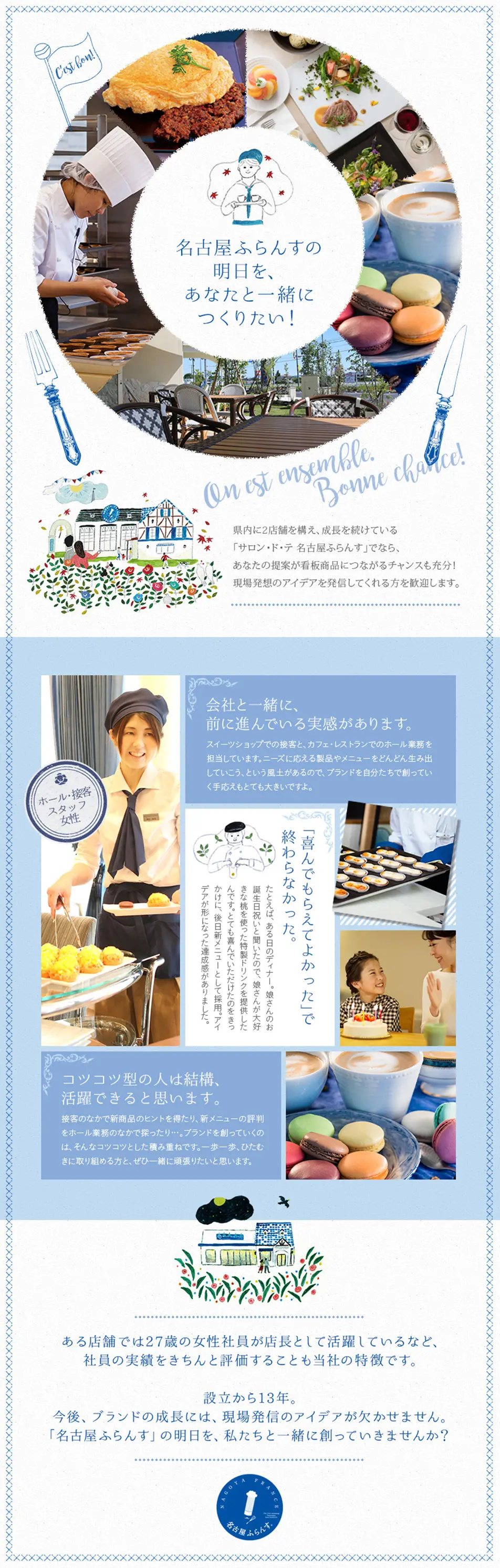 Nagoya France Corp. Ltd. Job Opening LP design (Recruitment and Hiring / Shades of blue / Cute style) PC version