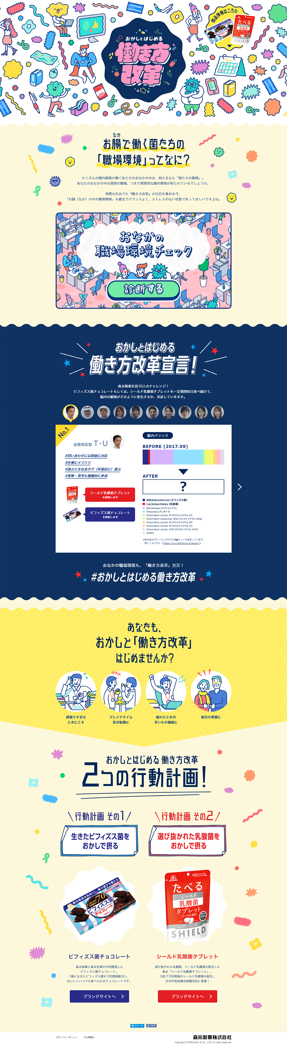 働き方改革のLPデザイン（食品／ホワイト（白色）系／かわいい系）