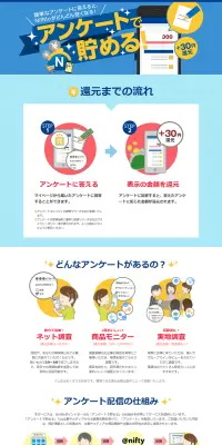 アンケートで貯める！のLPデザイン（インターネットサービス／ブルー系／かわいい系）PC版