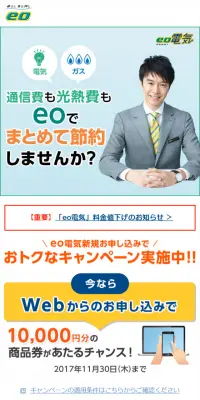 eo電気のLPデザイン（サービス・保険・金融／カラフル系／にぎやか系）スマホ版