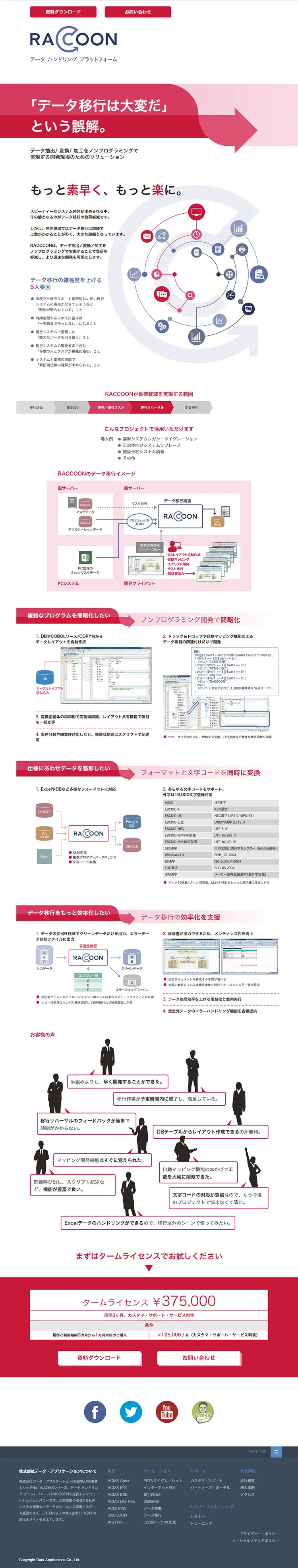 Data Migration LP design (Internet service / Red tones / Simple) PC version