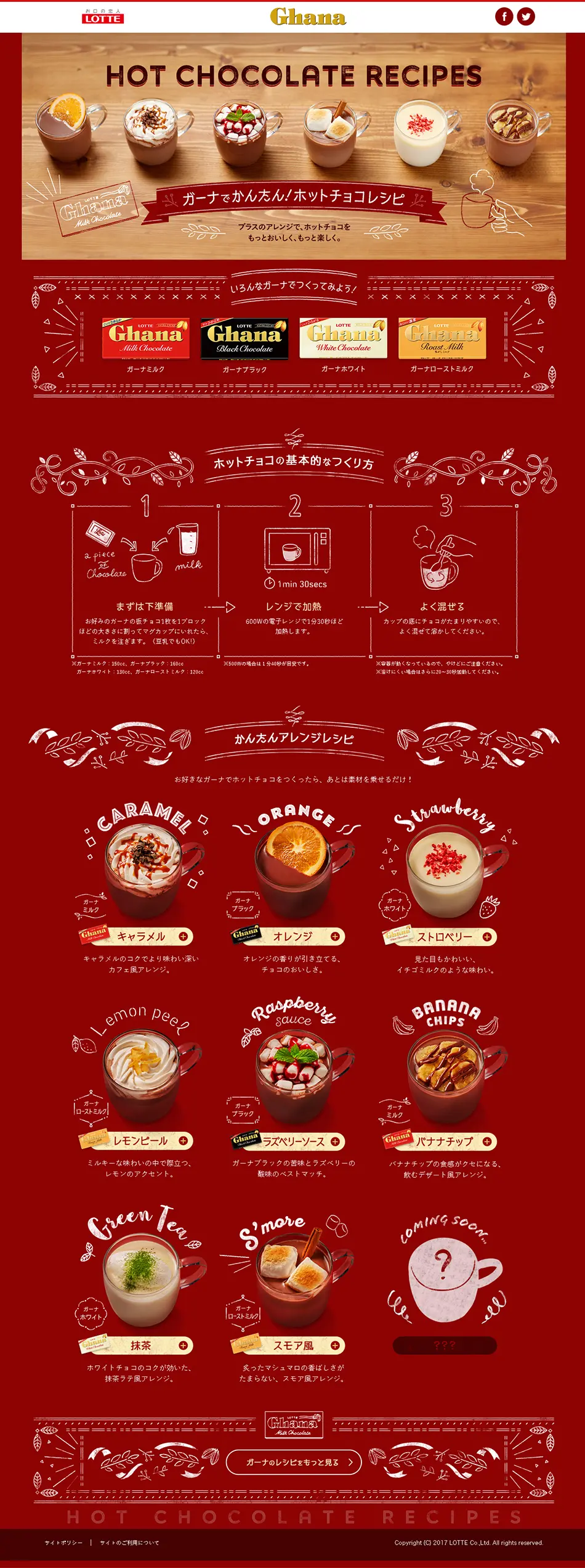 Ghana Hot Chocolate Recipe LP design (Water and Soft Drinks / Red tones / Cute style) PC version