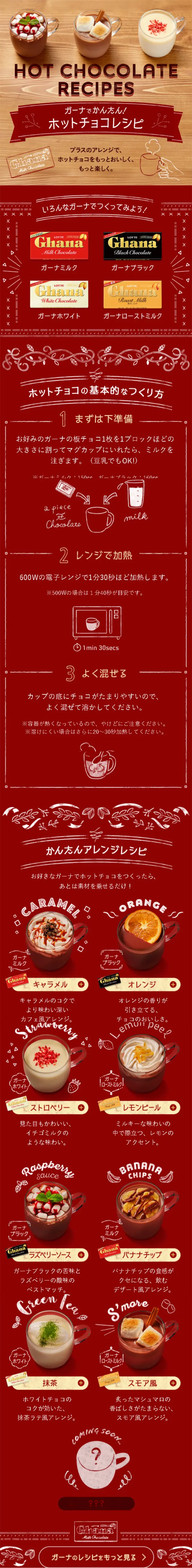 Ghana Hot Chocolate Recipe LP design (Water and Soft Drinks / Red tones / Cute style) Mobile version