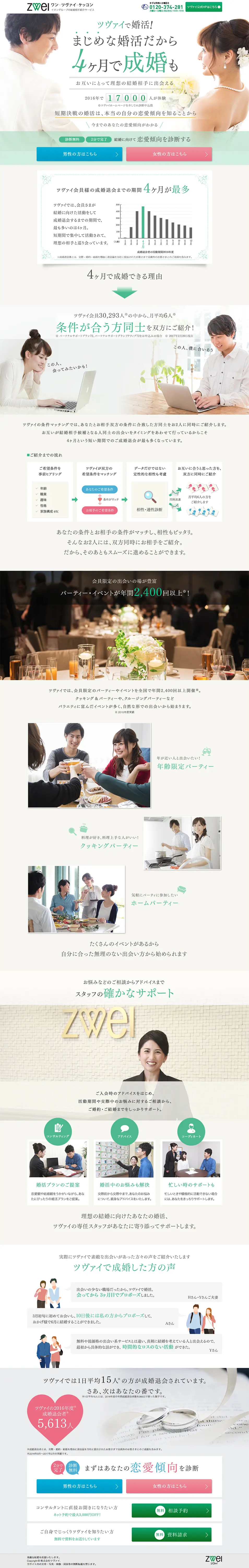Matchmaking with Zwei! LP design (Services, Insurance, and Finance / Green tones / Refined style) PC version