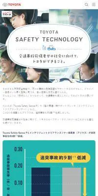 トヨタの安全安心機能を紹介のLPデザイン（車・バイク・自転車／ホワイト系／シンプル系）スマホ版