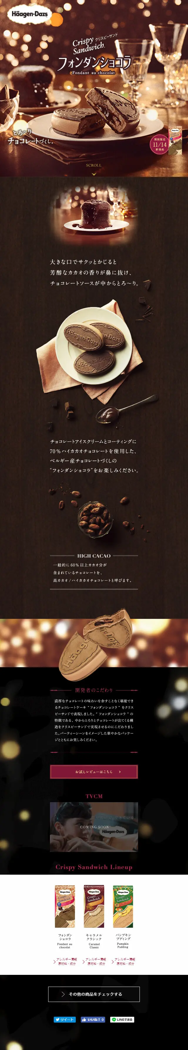 Crispy Sand Fondant Chocolat LP design (Sweets and Snacks / Brown tones) Mobile version