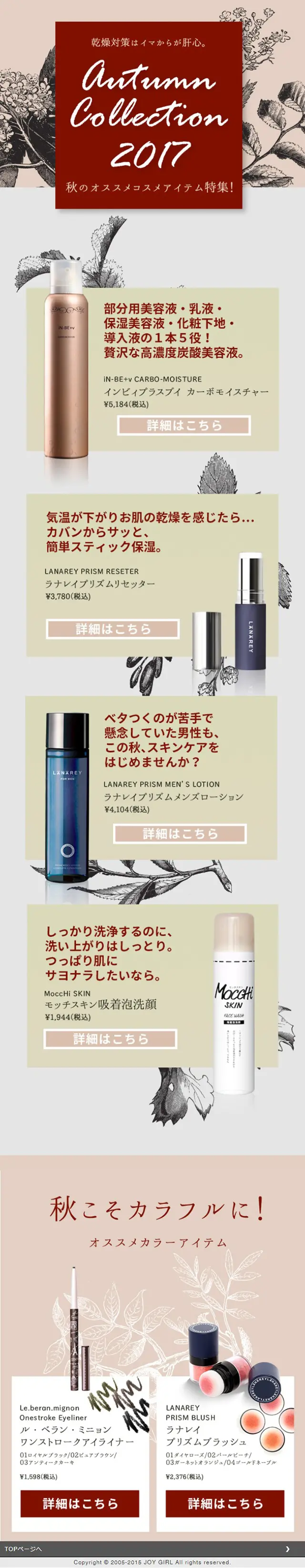 2017オータムコレクションのLPデザイン（インターネットサービス／レッド系／アート・芸術系）スマホ版