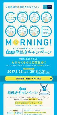 東西線早起きキャンペーンのLPデザイン（サービス・保険・金融／ブルー系／シンプル系）PC版