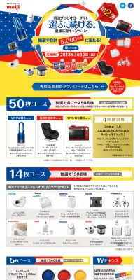 明治プロビオヨーグルト　選健康応援キャンペーンのLPデザイン（サービス・保険・金融／イエロー系／にぎやか系）PC版
