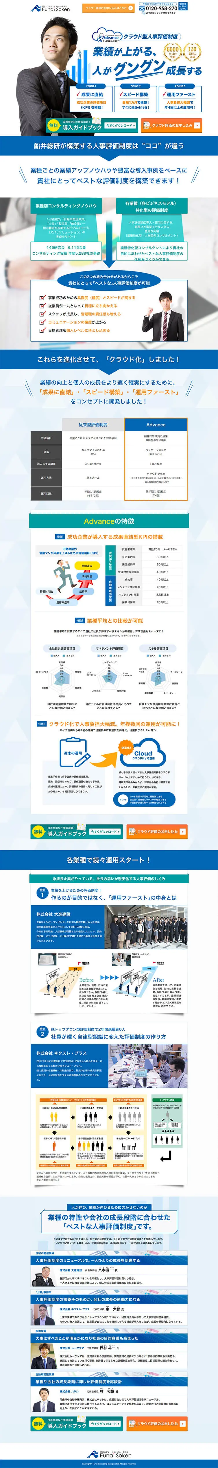 Funai Soken's Cloud Evaluation advance LP design (Businesses, companies, stores / Shades of blue / Trust and Safety) PC version